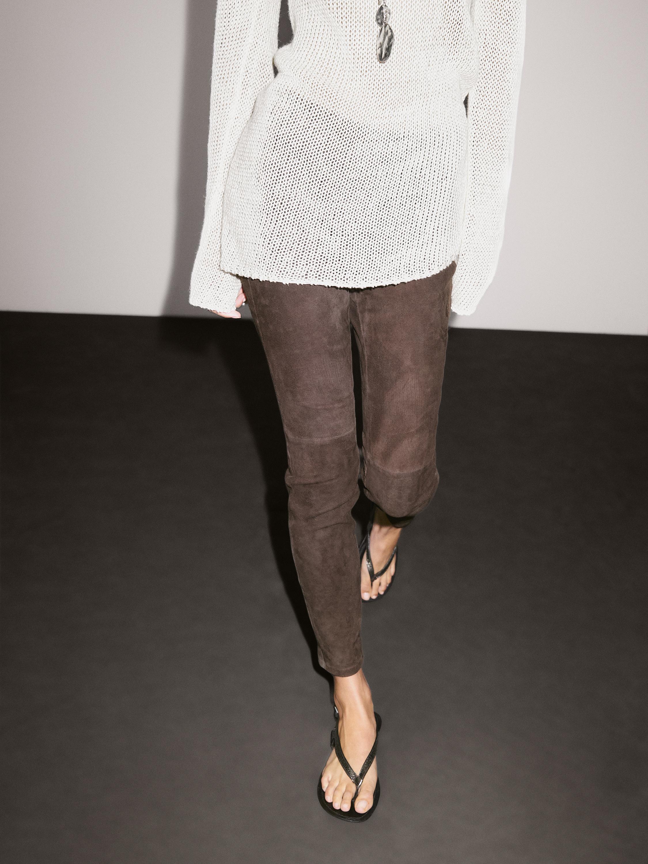 Suede leather leggings